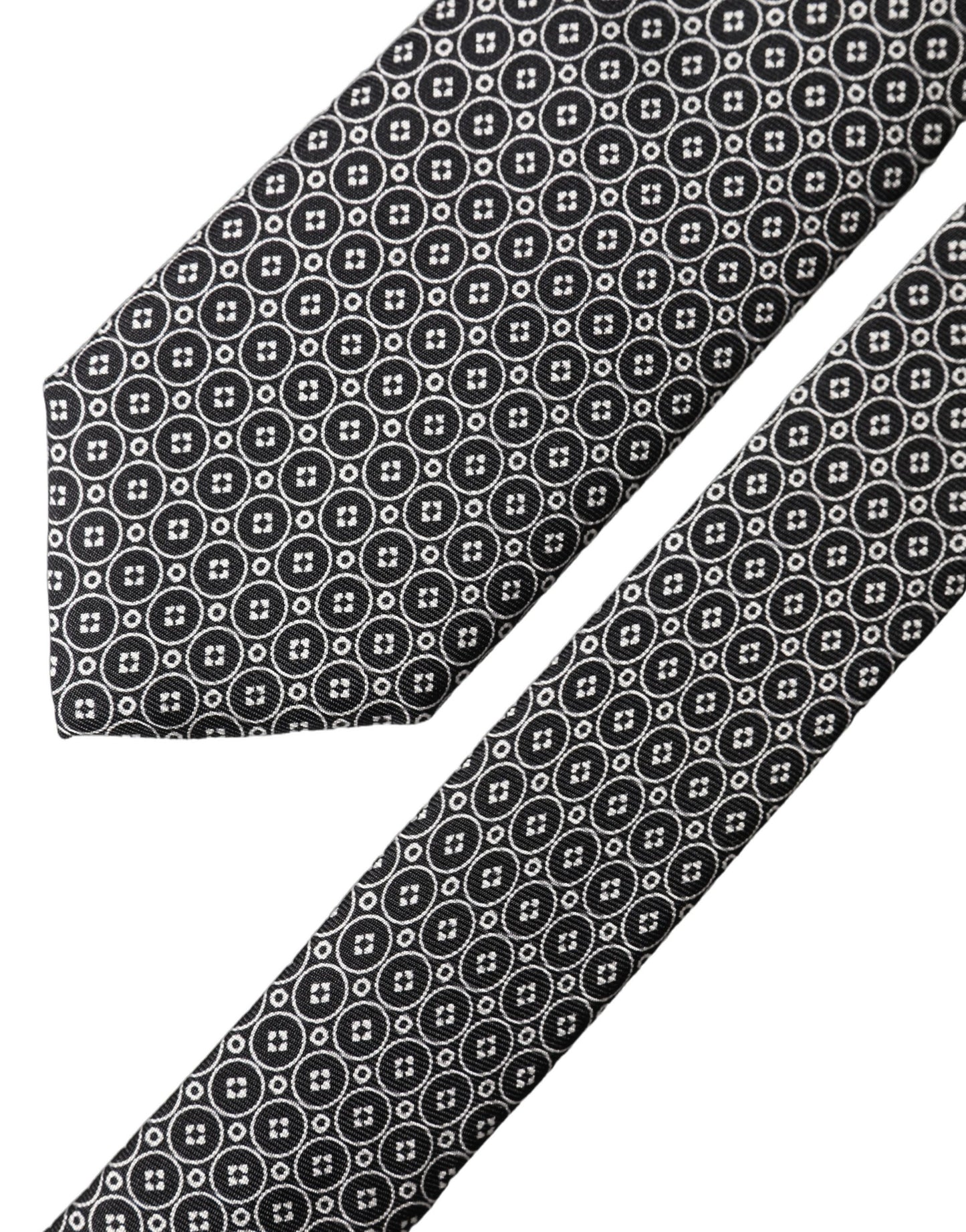 Dolce & Gabbana Black White Patterned Silk Adjustable Necktie