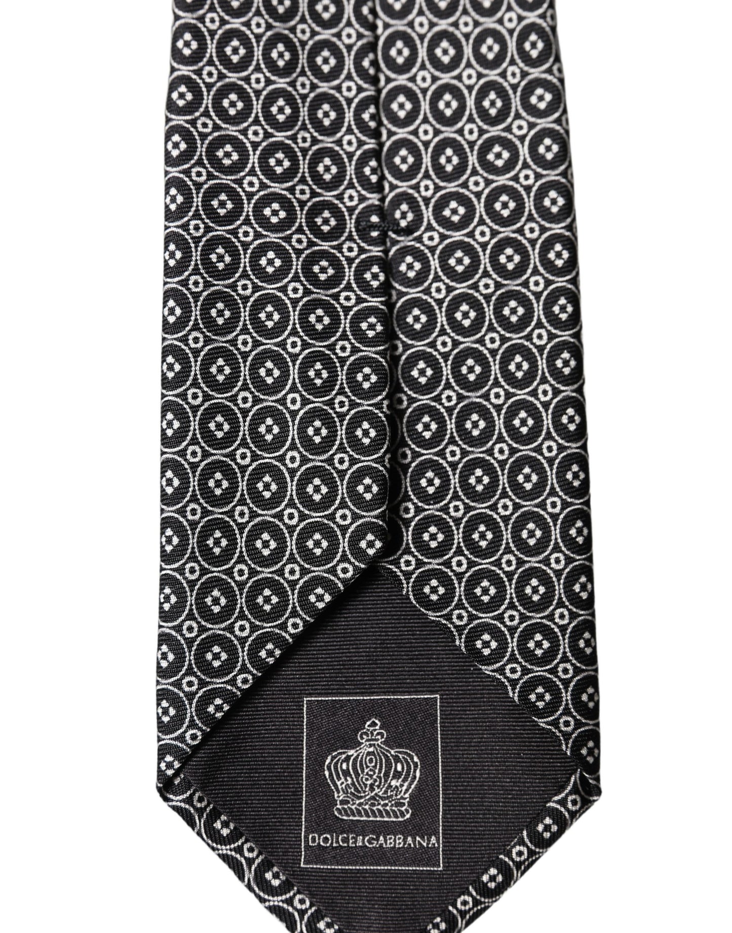 Dolce & Gabbana Black White Patterned Silk Adjustable Necktie