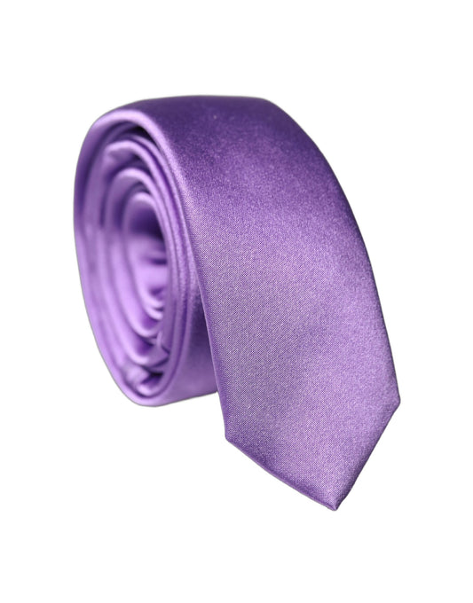 Dolce & Gabbana Purple Solid 100% Silk Adjustable Tied Necktie
