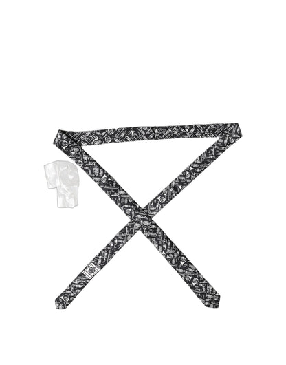 Dolce & Gabbana Black Trumpet Print Silk Adjustable Necktie