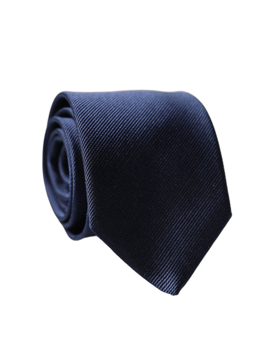 Dolce & Gabbana Navy Blue Solid Silk Adjustable Necktie