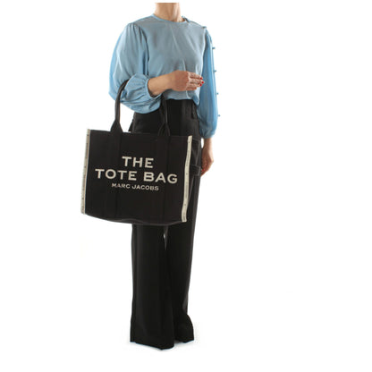 Marc Jacobs Black Canvas The Jacquard Large Tote Bag