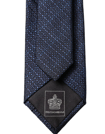 Dolce & Gabbana Navy Blue Textured Silk Adjustable Necktie