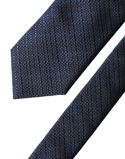 Dolce & Gabbana Navy Blue Textured Silk Adjustable Necktie