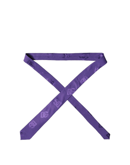 Dolce & Gabbana Purple DG Logo Monogram Silk Adjustable Necktie