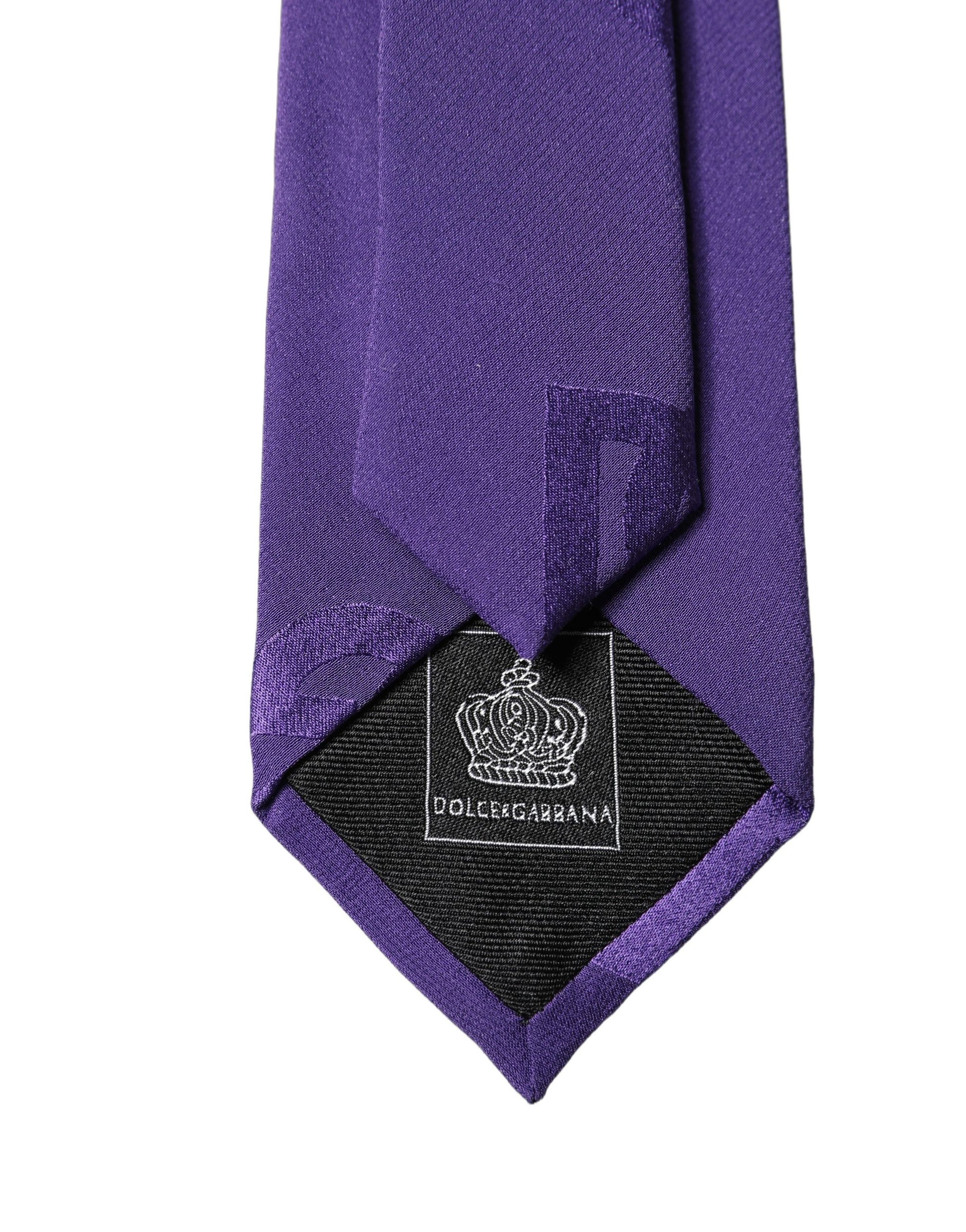 Dolce & Gabbana Purple DG Logo Monogram Silk Adjustable Necktie