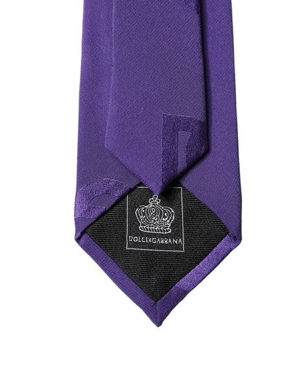 Dolce & Gabbana Purple DG Logo Monogram Silk Adjustable Necktie