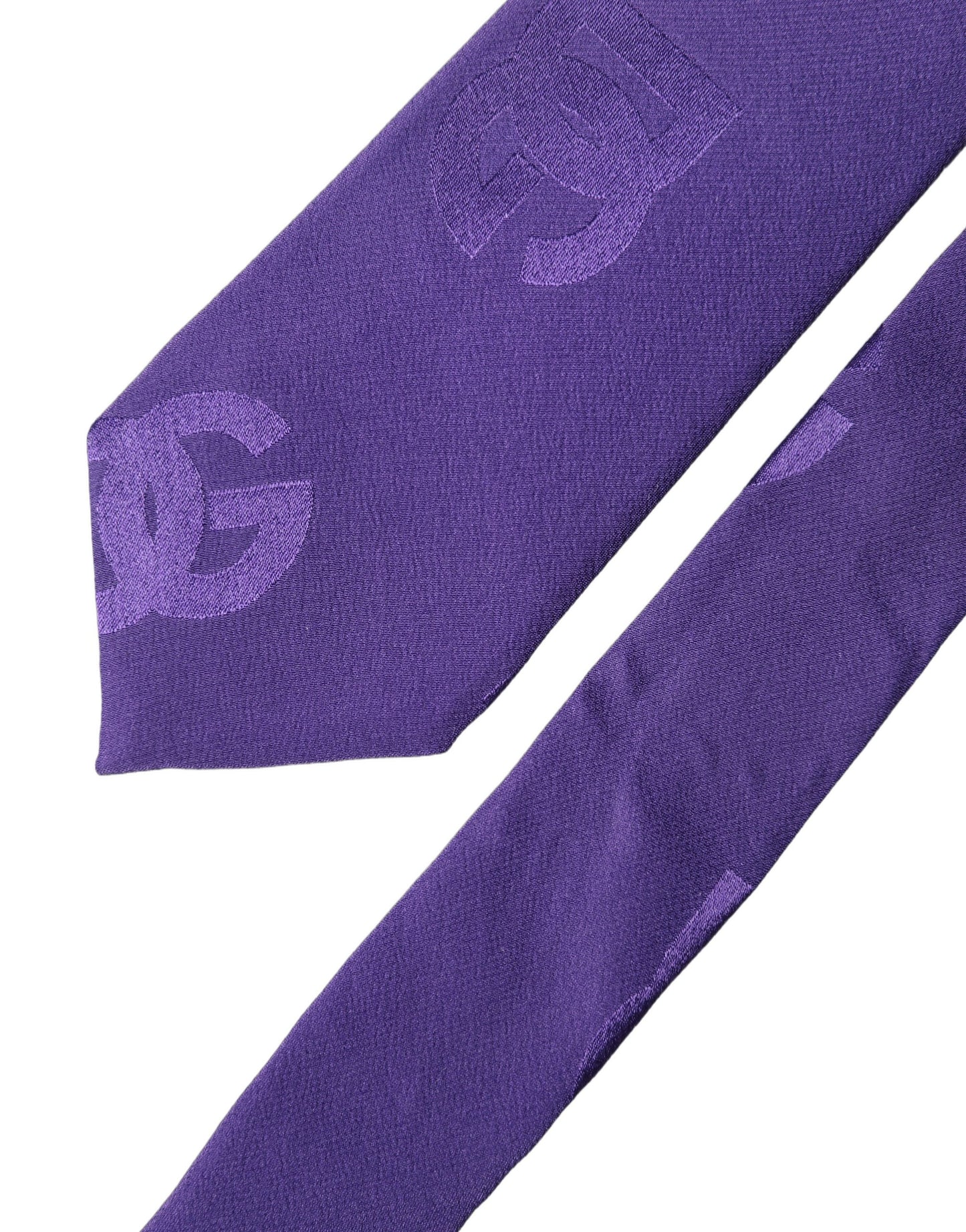 Dolce & Gabbana Purple DG Logo Monogram Silk Adjustable Necktie