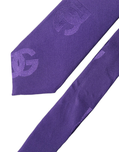 Dolce & Gabbana Purple DG Logo Monogram Silk Adjustable Necktie