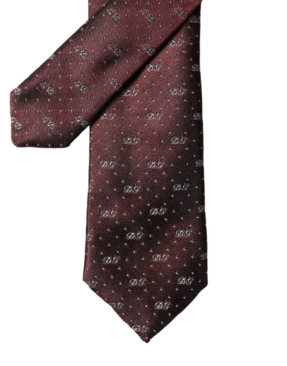 Dolce & Gabbana Burgundy Logo Monogram Silk Adjustable Necktie