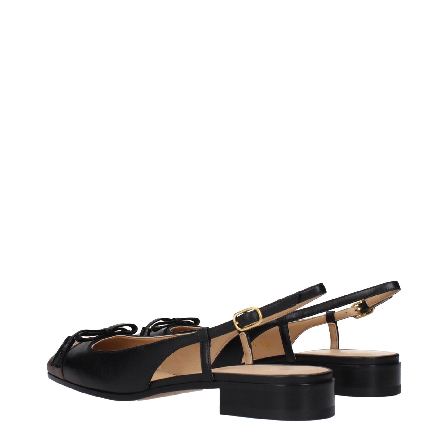 Valentino Garavani Leather Two Tone Du Roi Slingback Ballerinas - Black