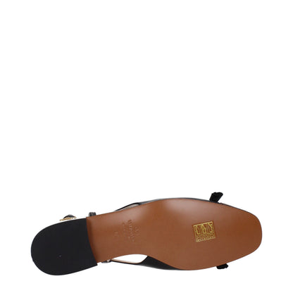 Valentino Garavani Leather Two Tone Du Roi Slingback Ballerinas - Black