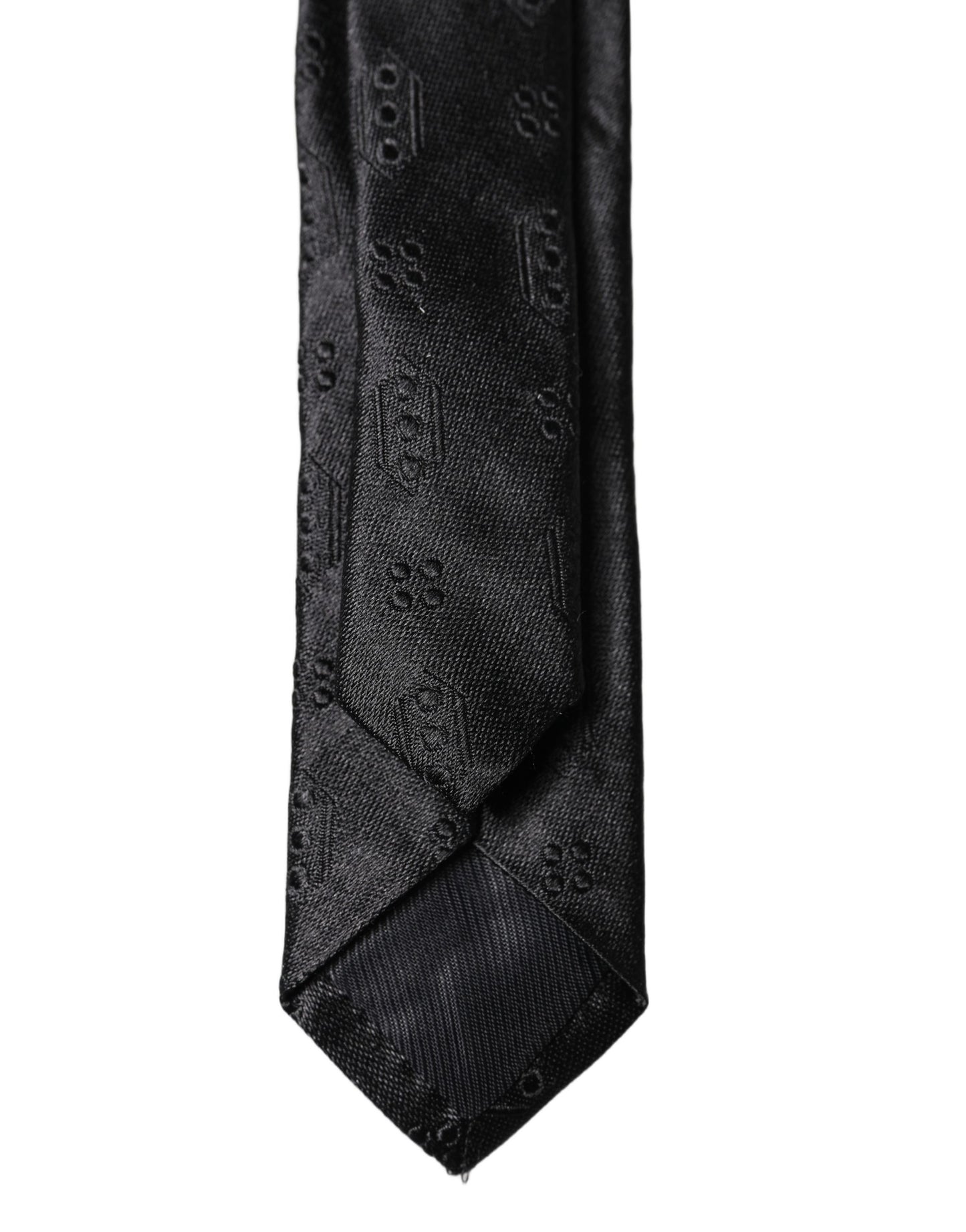 Dolce & Gabbana Black Patterned 100% Silk Adjustable Necktie
