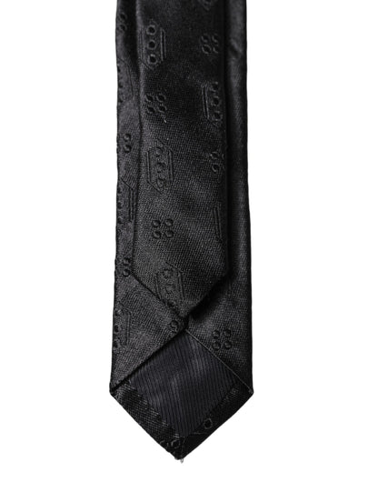 Dolce & Gabbana Black Patterned 100% Silk Adjustable Necktie