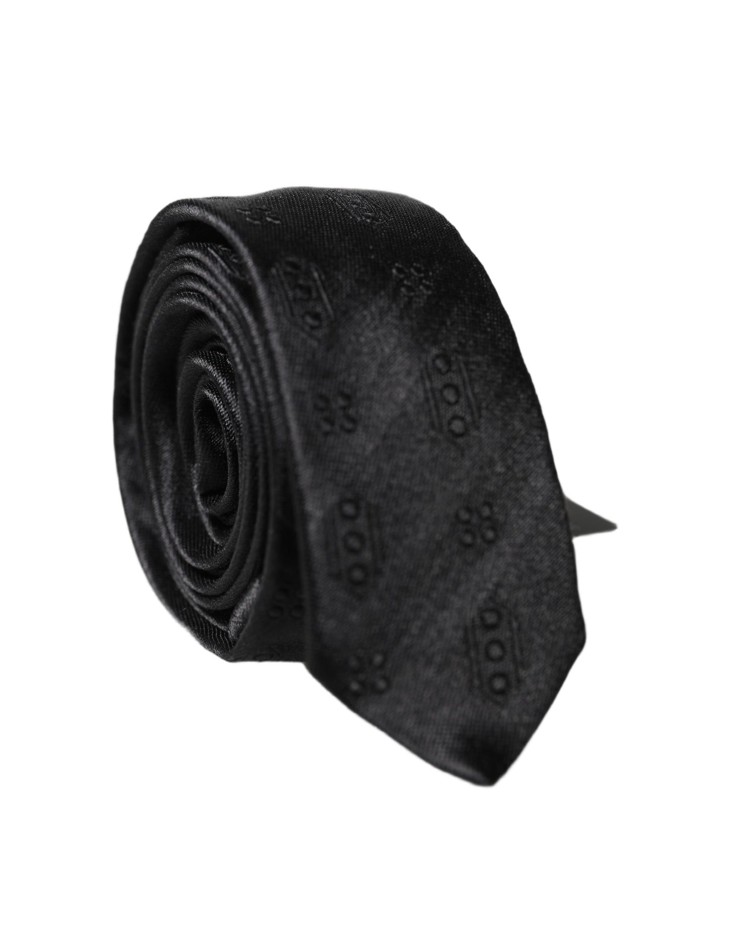 Dolce & Gabbana Black Patterned 100% Silk Adjustable Necktie
