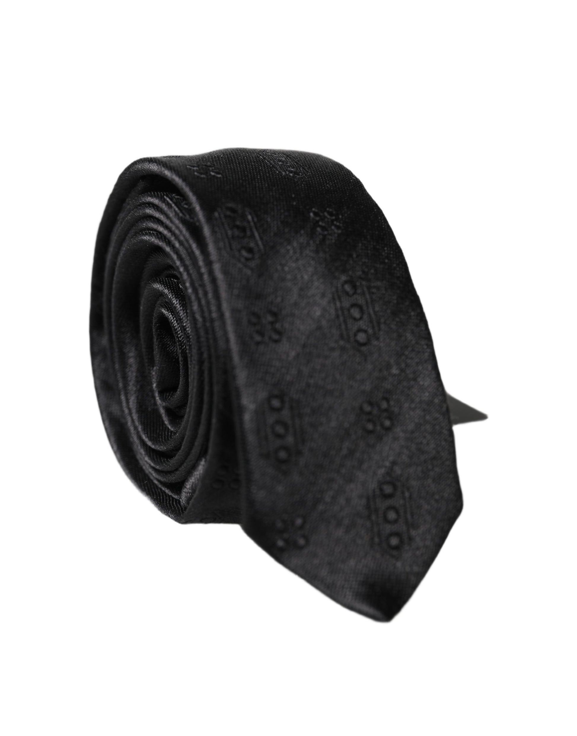 Dolce & Gabbana Black Patterned 100% Silk Adjustable Necktie