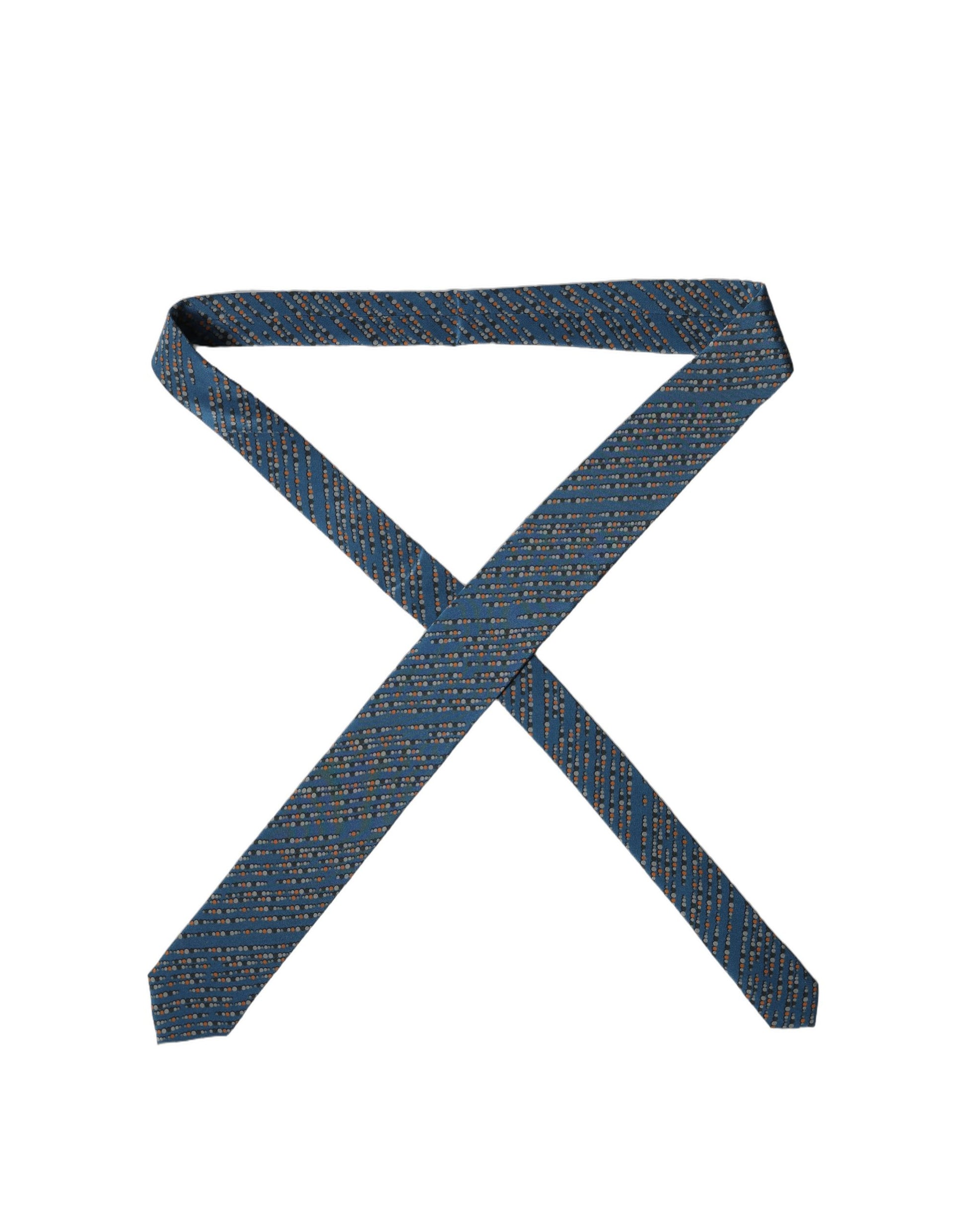 Dolce & Gabbana Blue Patterned Silk Adjustable Men Tied Necktie
