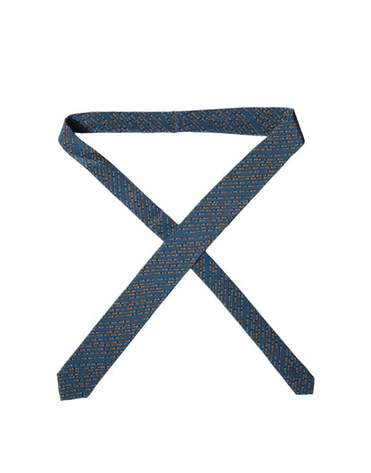 Dolce & Gabbana Blue Patterned Silk Adjustable Men Tied Necktie