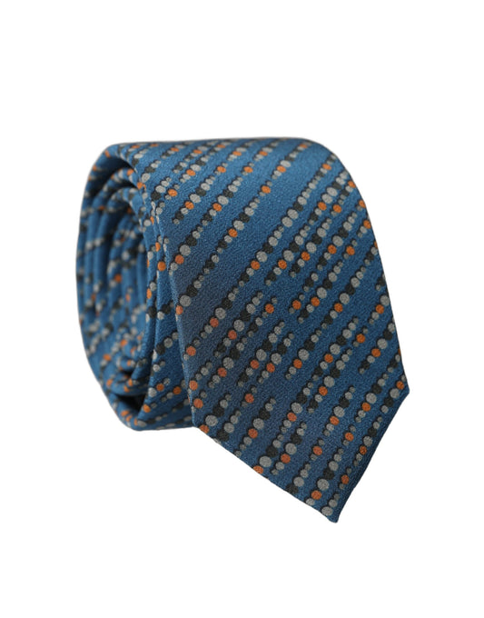 Dolce & Gabbana Blue Patterned Silk Adjustable Men Tied Necktie