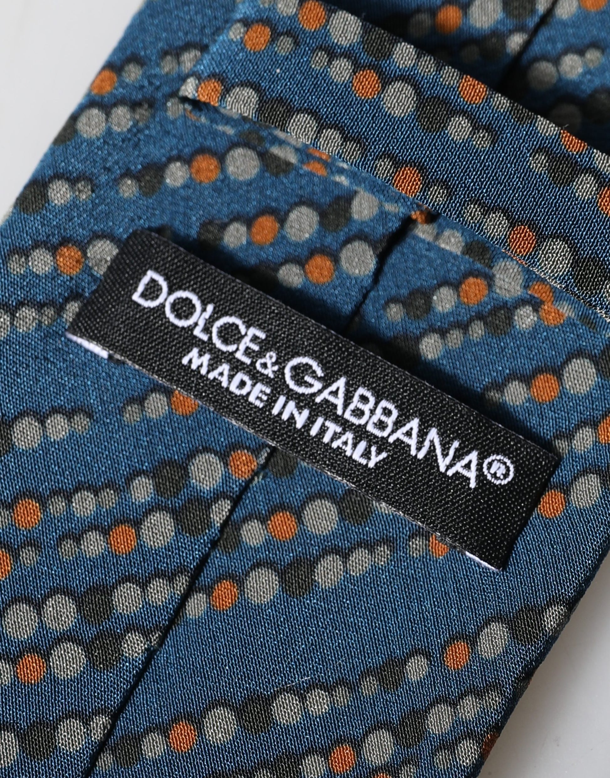 Dolce & Gabbana Blue Patterned Silk Adjustable Men Tied Necktie