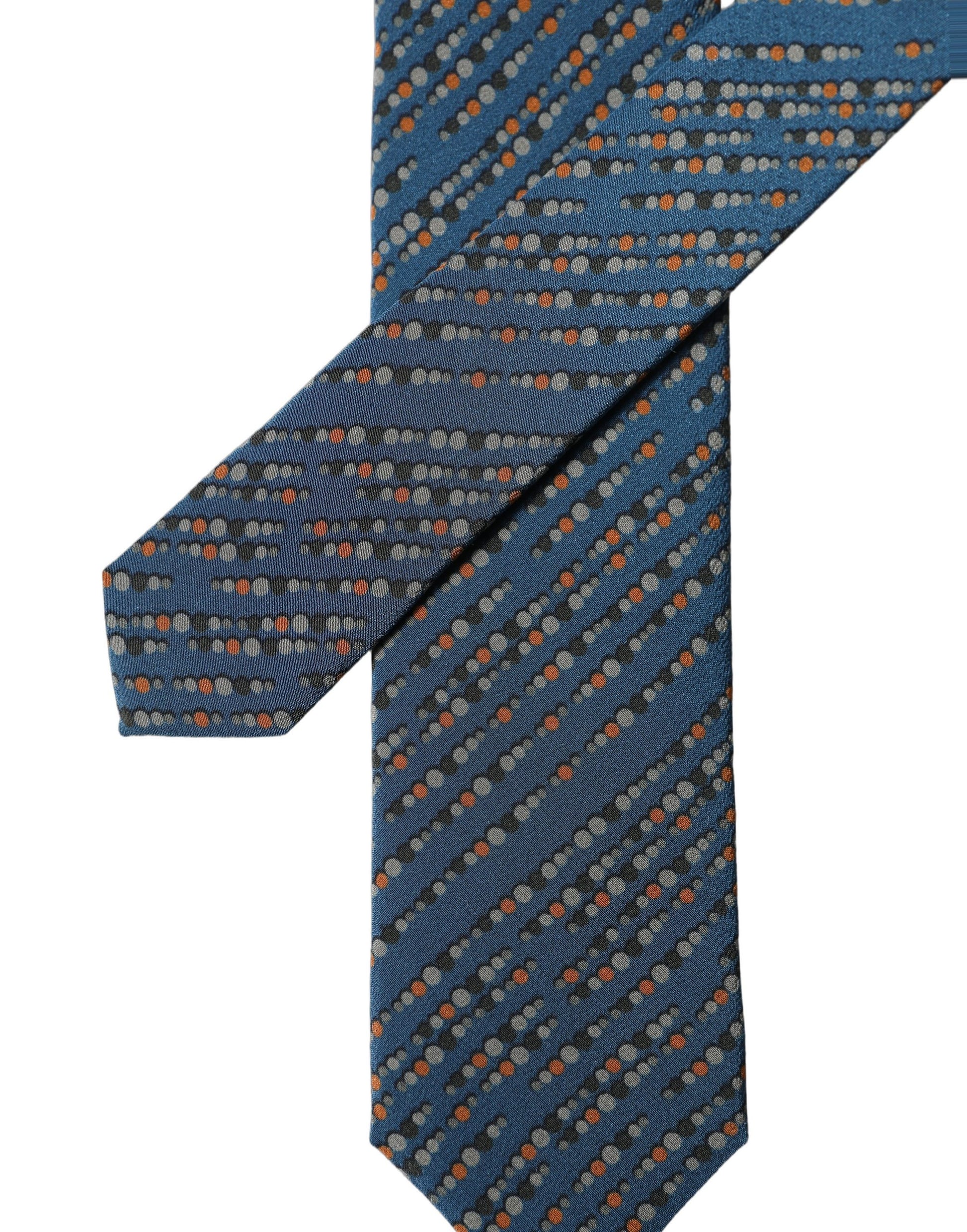 Dolce & Gabbana Blue Patterned Silk Adjustable Men Tied Necktie