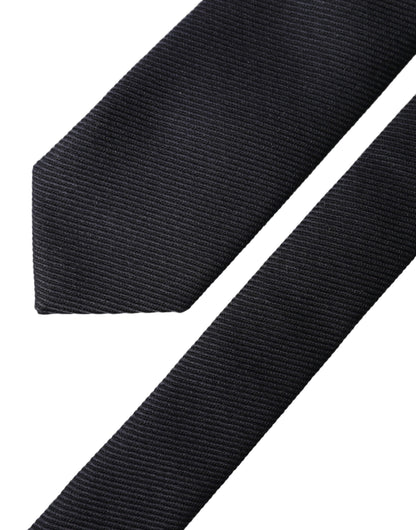 Dolce & Gabbana Black Solid 100% Silk Adjustable Necktie