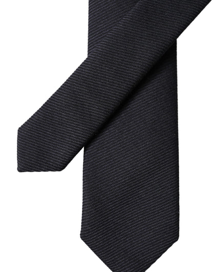 Dolce & Gabbana Black Solid 100% Silk Adjustable Necktie