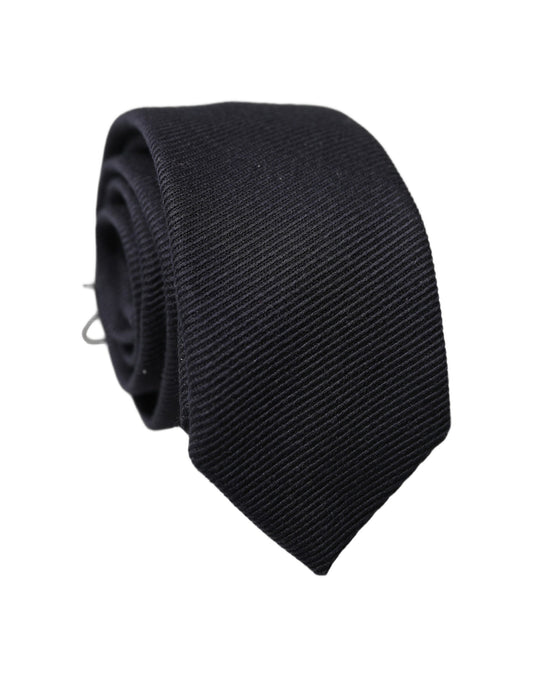 Dolce & Gabbana Black Solid 100% Silk Adjustable Necktie