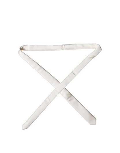 Dolce & Gabbana Off White Solid 100% Silk Adjustable Tied Necktie