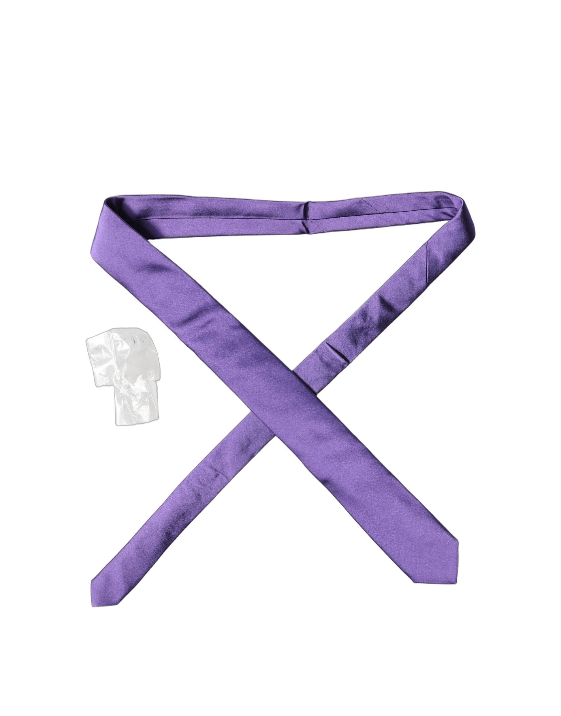 Dolce & Gabbana Purple Satin Silk Adjustable Necktie