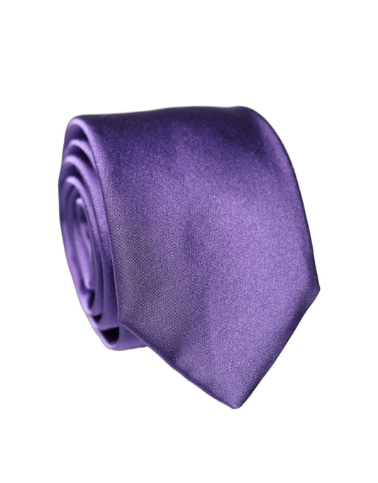 Dolce & Gabbana Purple Satin Silk Adjustable Necktie