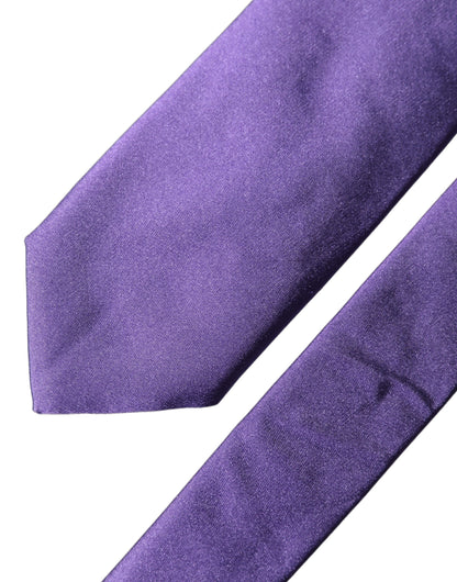 Dolce & Gabbana Purple Satin Silk Adjustable Necktie