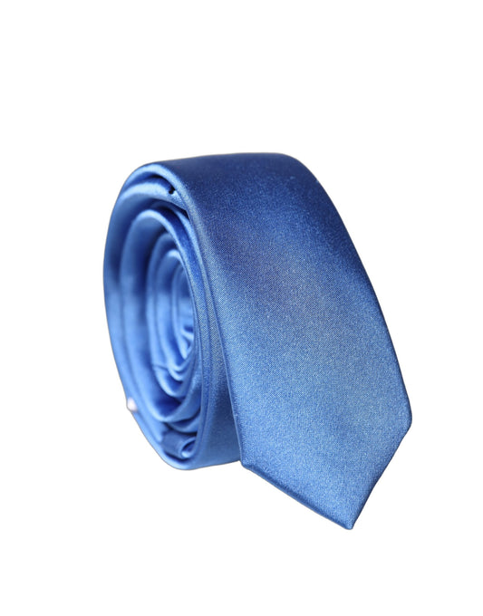 Dolce & Gabbana Blue Satin 100% Silk Adjustable Men Tied Necktie