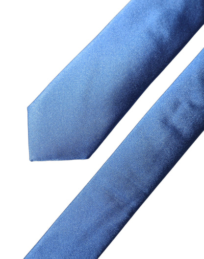 Dolce & Gabbana Blue Satin 100% Silk Adjustable Men Tied Necktie