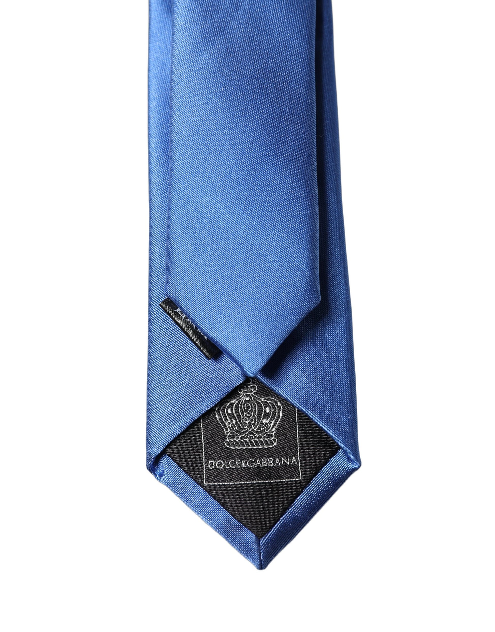 Dolce & Gabbana Blue Satin 100% Silk Adjustable Men Tied Necktie