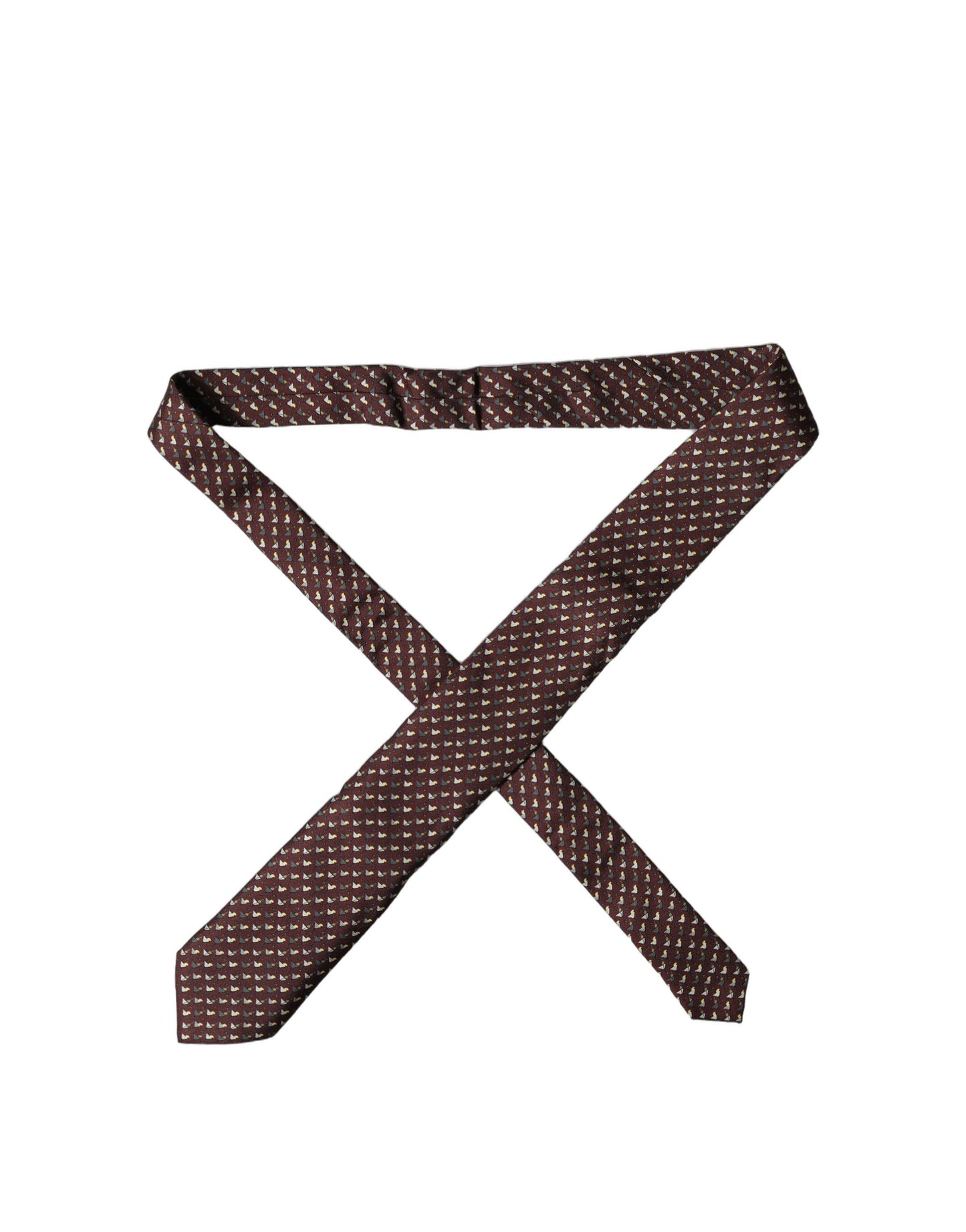 Dolce & Gabbana Burgundy Geometric Silk Adjustable Tied Necktie