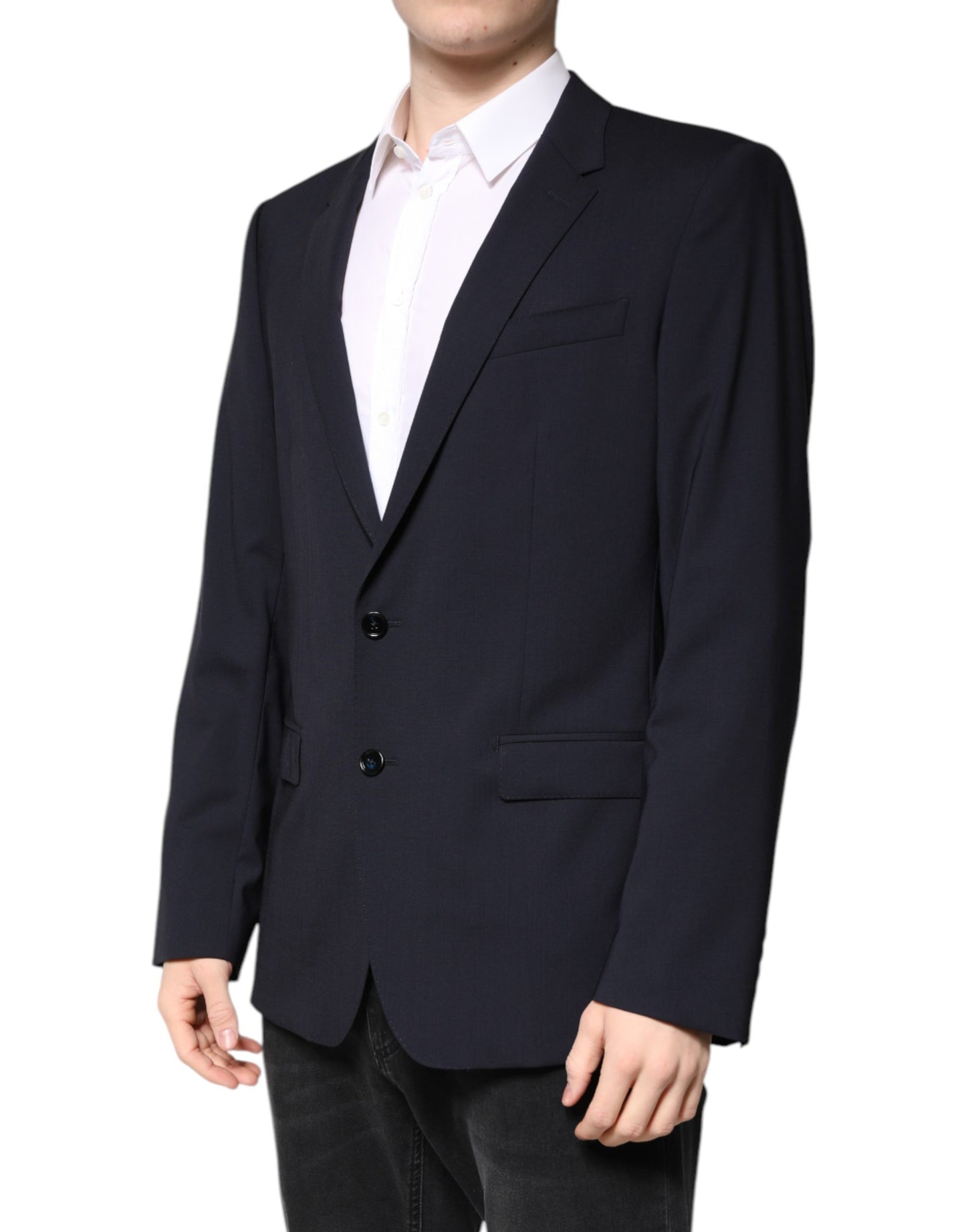 Dolce & Gabbana MARTINI Dark Blue Wool Single Breasted Blazer