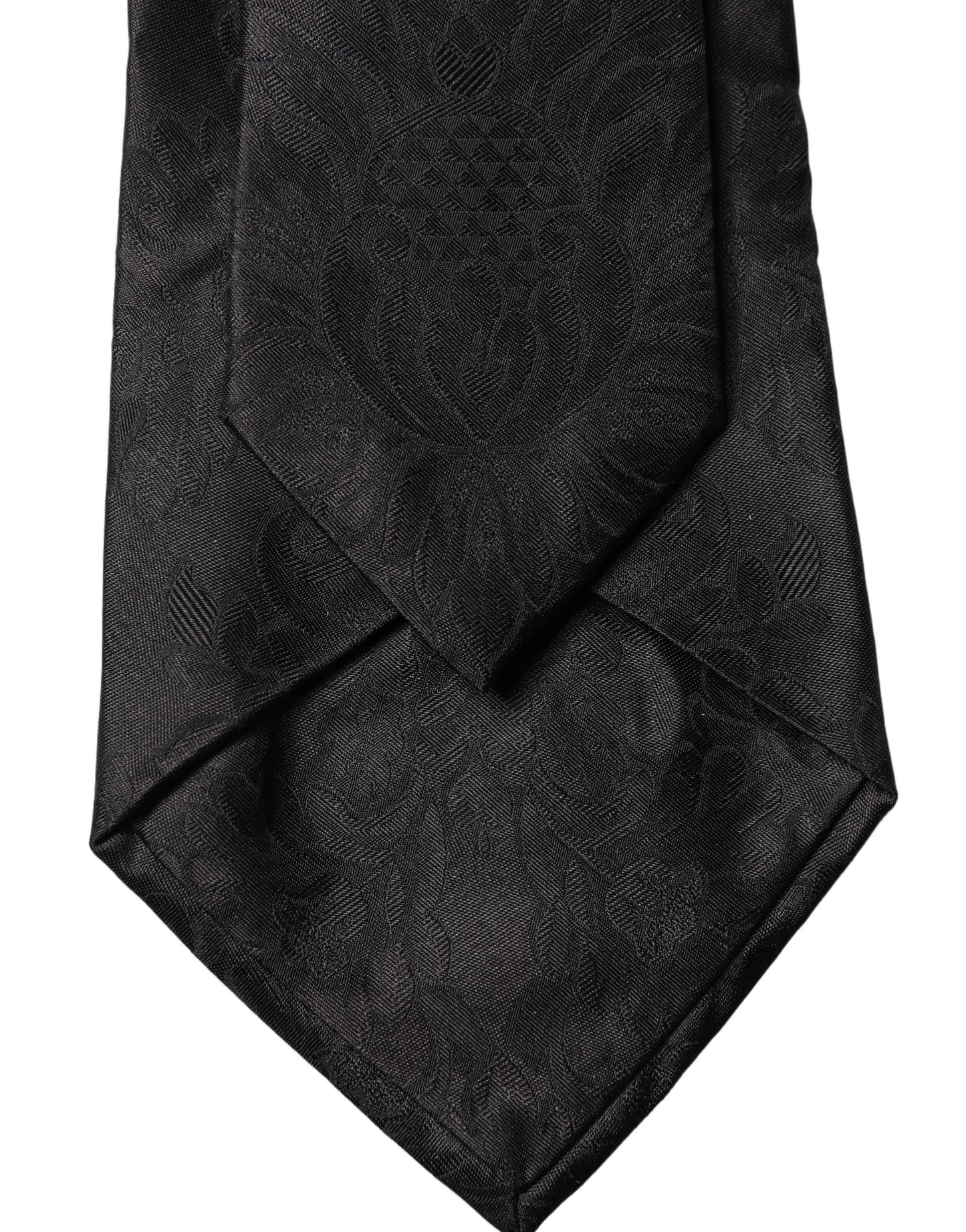 Dolce & Gabbana Black Paisley Woven Silk Adjustable Necktie