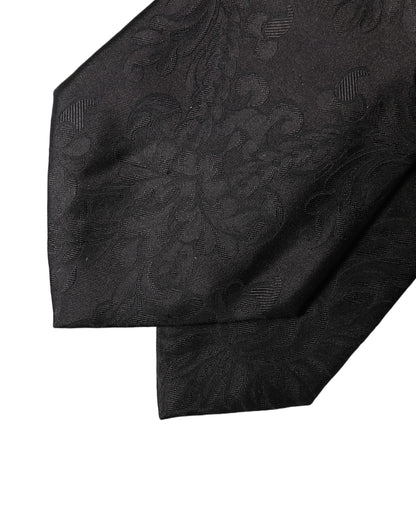Dolce & Gabbana Black Paisley Woven Silk Adjustable Necktie