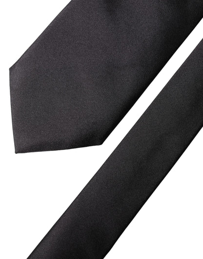 Dolce & Gabbana Black Satin 100% Silk Adjustable Tied Necktie