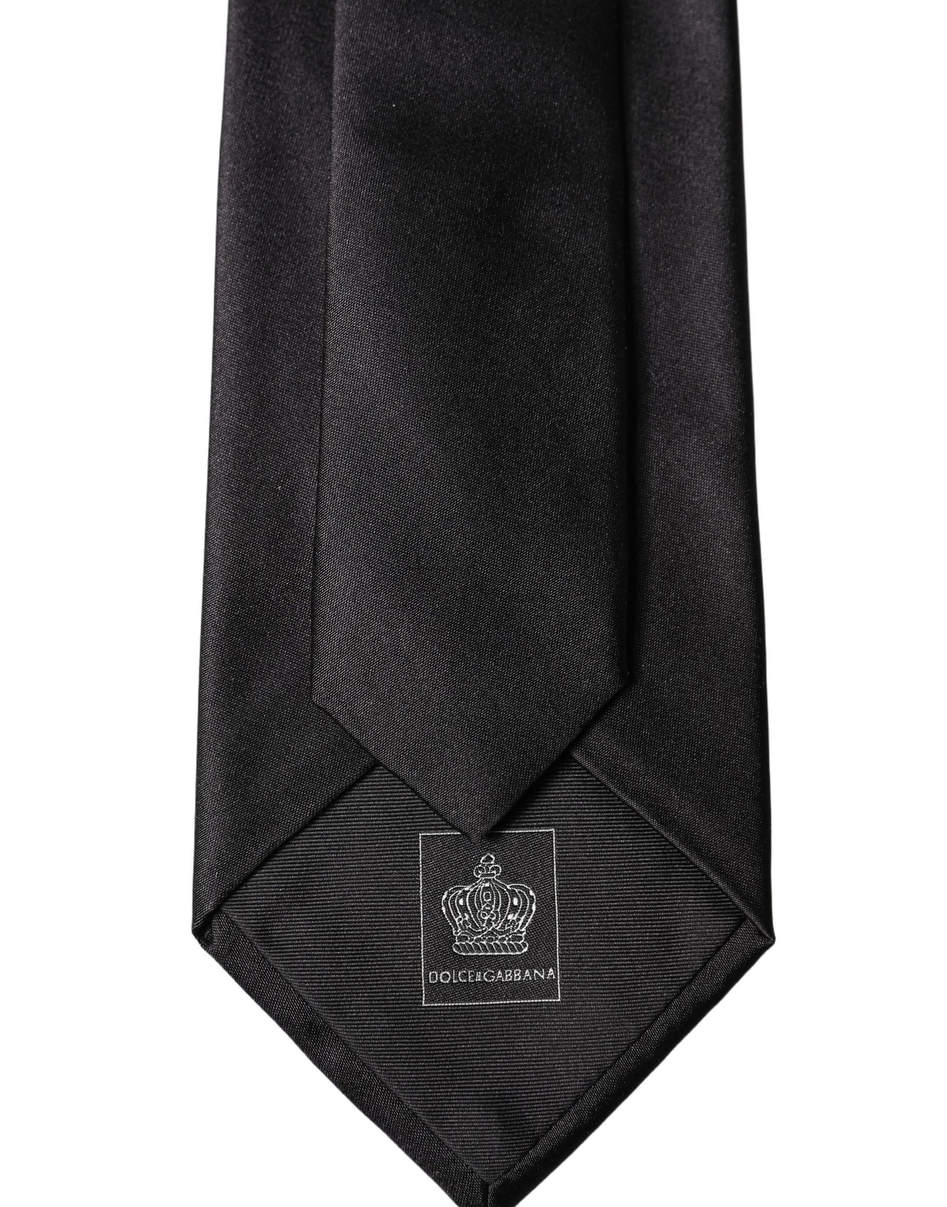 Dolce & Gabbana Black Satin 100% Silk Adjustable Tied Necktie