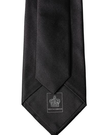 Dolce & Gabbana Black Satin 100% Silk Adjustable Tied Necktie