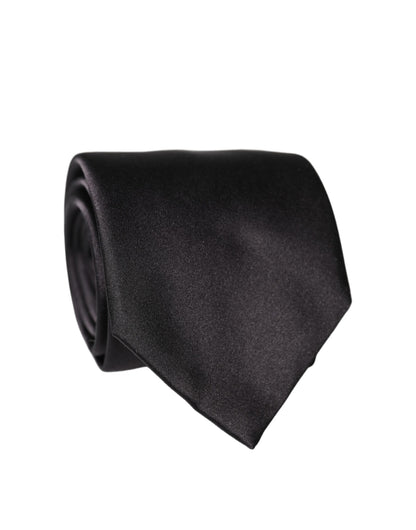 Dolce & Gabbana Black Satin 100% Silk Adjustable Tied Necktie