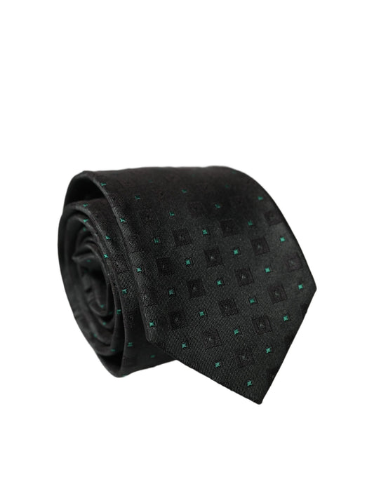 Dolce & Gabbana Black Geometric Silk Adjustable Men Tied Necktie
