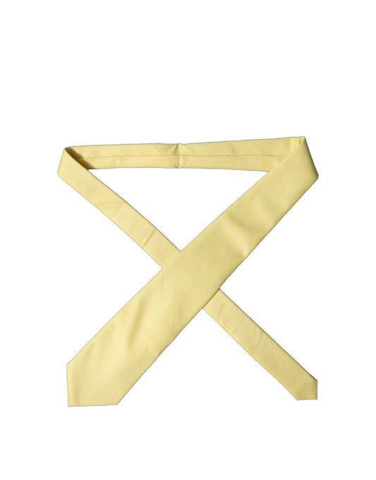 Dolce & Gabbana Yellow Solid Satin Silk Adjustable Tied Necktie