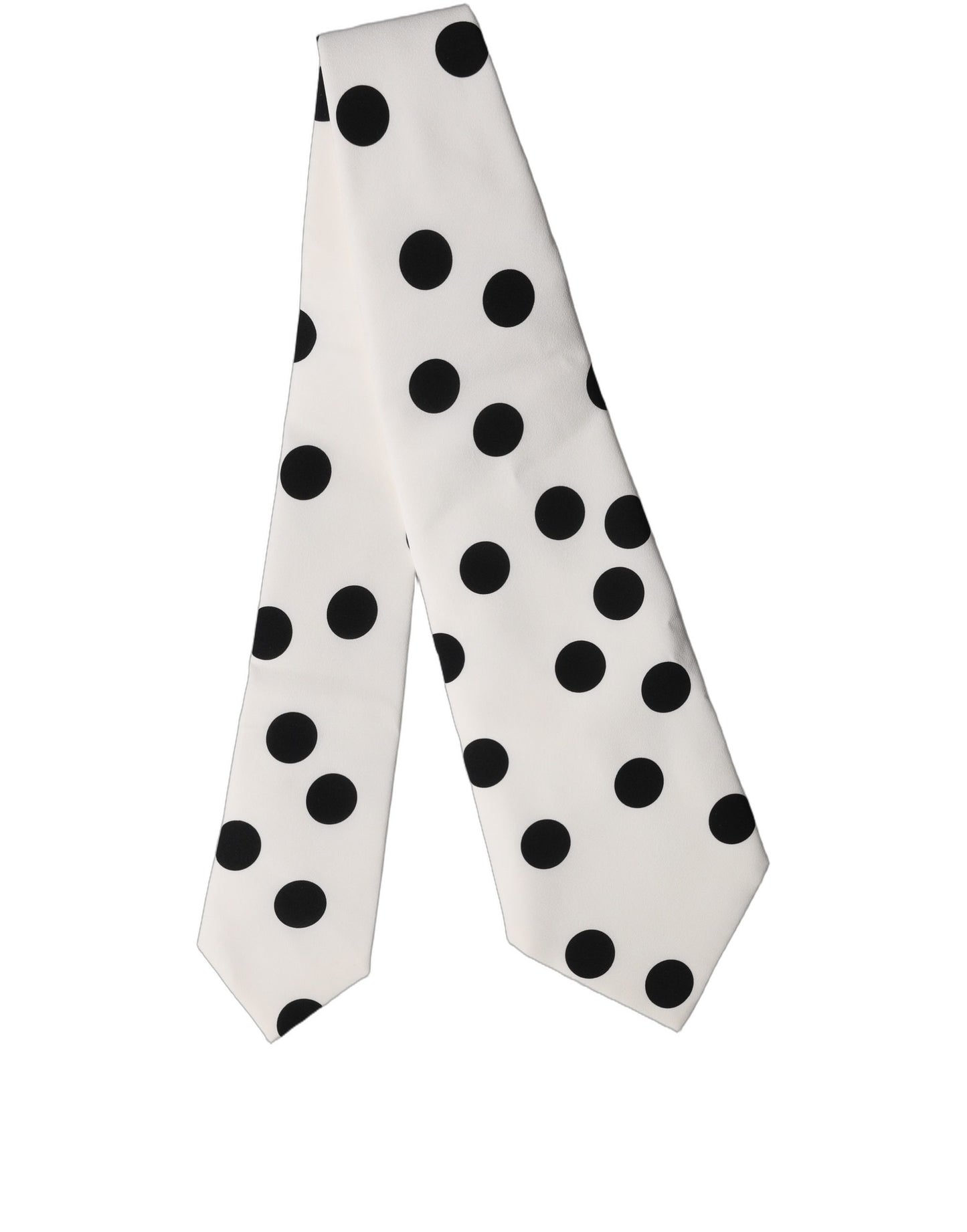 Dolce & Gabbana White Black Polka Dot Silk Adjustable Necktie