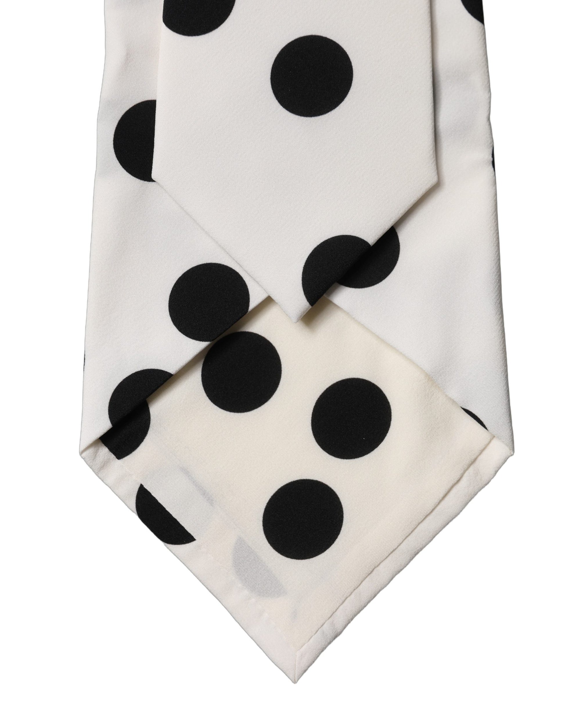 Dolce & Gabbana White Black Polka Dot Silk Adjustable Necktie
