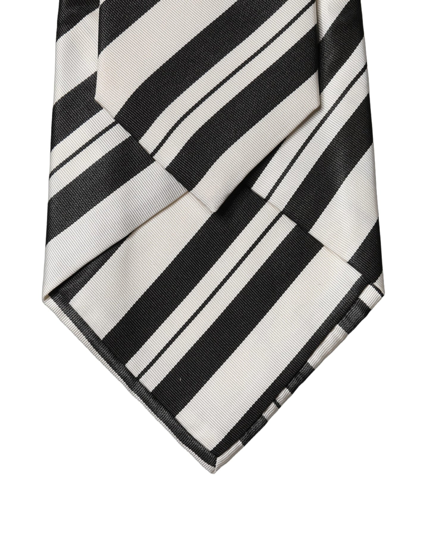 Dolce & Gabbana Black and White Stripes Silk Adjustable Women Necktie