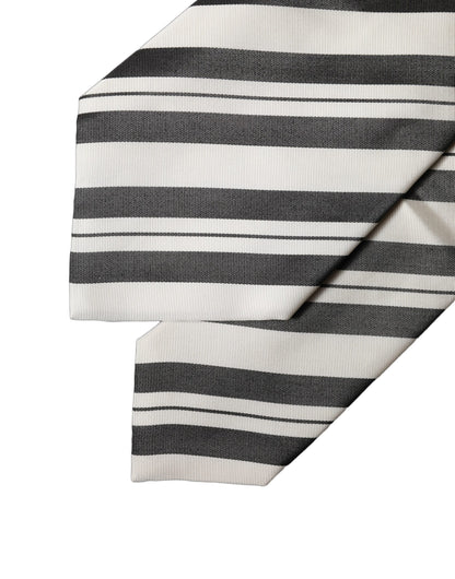 Dolce & Gabbana Black and White Stripes Silk Adjustable Women Necktie