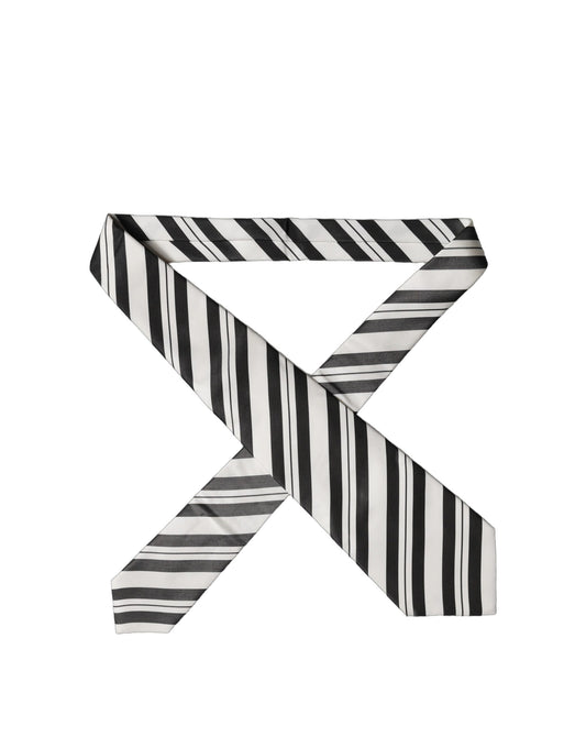 Dolce & Gabbana Black and White Stripes Silk Adjustable Women Necktie